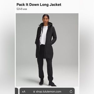 Lululemon packet it down long jacket